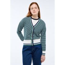Cardigan boutonné en coton bio - Vert foncé - L - Femme - Monoprix