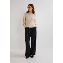 Pantalon large contenant du coton - Bleu foncé - 42 - Femme - Monoprix Premium