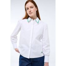Chemise manches longues unie en coton bio gots - Blanc - 36 - Femme - Monoprix