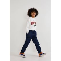 Jean cargo élastiqué contenant du coton bio gots - Bleu foncé - 3 ans - Enfant - Monoprix