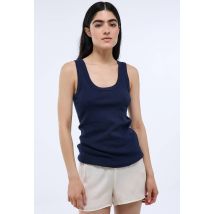 Débardeur pointelle en coton bio gots - Bleu - S - Femme - Monoprix