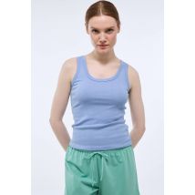 Débardeur pointelle en coton bio gots - Bleu - M - Femme - Monoprix
