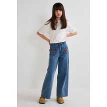 Jean large à poches brodées - Bleu clair - 6 ans - Enfant - Monoprix