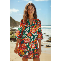 Tunique de plage imprimée en coton bio gots - Vert foncé - M - Femme - Monoprix