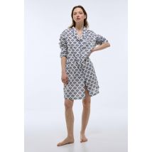 Chemise de nuit en plumetis de coton bio - Bleu foncé - M - Femme - Monoprix