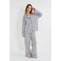 Pyjama en plumetis de coton bio - Bleu foncé - L - Femme - Monoprix