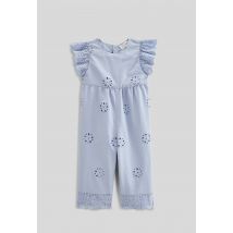 Combinaison longue unie en broderie anglaise en coton bio gots - collection cérémonie - Bleu - 9 mois - Bébé - Monoprix Premium