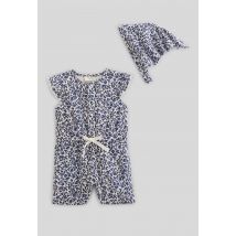 Combinaison courte avec fichu imprimés en coton bio gots - collection cérémonie - Beige clair - 36 mois - Bébé - Monoprix Premium
