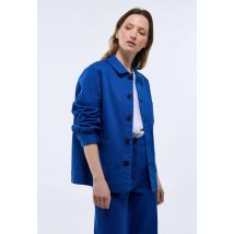 Veste courte contenant du coton - Bleu - 44 - Femme - Monoprix