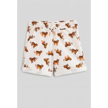Short élastiqué en molleton imprimé en coton bio gots - Beige clair - 8 ans - Enfant - Monoprix