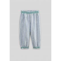 Pantalon taille élastique rayé contenant du lin - collection cérémonie - Bleu - 18 mois - Bébé - Monoprix Premium