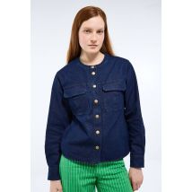 Chemise manches longues denim en coton - Bleu foncé - L - Femme - Monoprix