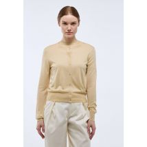 Cardigan maille fine boutonné contenant de la soie. - Jaune clair - M - Femme - Monoprix Femme