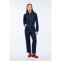 Combinaison pantalon manche longue en denim - Bleu foncé - 44 - Femme - Monoprix Femme