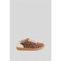 Baskets imprimé léopard en cuir - Brun foncé - 35 - Enfant - Monoprix Premium