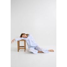 Pyjama imprimé toile de jouy en plumetis de coton bio - Beige Ecru - S - Femme - Monoprix