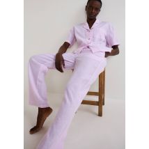 Pyjama uni manches courtes en lin - Rose clair - M - Femme - Monoprix