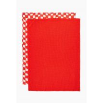 Monoprix Maison - Lot de 2 torchons en nid d'abeille, 50x70cm, 100% coton - Rouge - Unique