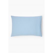 Monoprix Maison - Taie oreiller unie, gaze de coton, 100% coton bio gots - Bleu clair - 63x63 cm