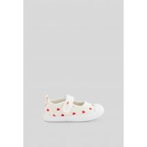 Bout'chou - Tennis à scratch imprimé coeur en toile - Beige clair - 22 - Bébé
