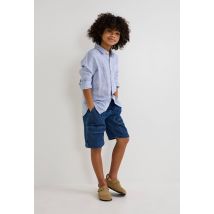 Short élastiqué en jean bio - Bleu foncé - 12 ans - Enfant - Monoprix