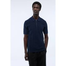Polo en maille en mélange de coton - Bleu foncé - L - Homme - Monoprix
