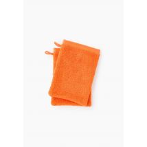 Lot de 2 gants de toilette, 15x21cm, coton bio gots - Orange - Unique - Monoprix