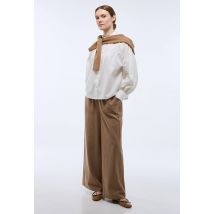 Pantalon taille élastiquée - Beige - S - Femme - Monoprix