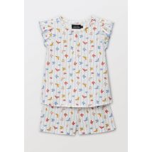 Pyjama débardeur short à volant imprimé en jersey coton bio gots - Beige clair - 8 ans - Enfant Fille - Monoprix