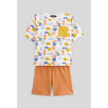 Pyjama short imprimé en jersey coton bio gots - Orange - 8 ans - Enfant Garçon - Monoprix