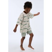 Pyjama short imprimé en jersey coton bio gots - Vert - 8 ans - Enfant Garçon - Monoprix