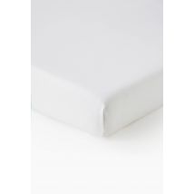 Drap housse, satin de coton bio - Blanc - 160x200 cm - Monoprix