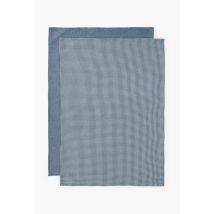 Lot 2 torchons chambray et vichy, 50x70cm, coton - Orange - Unique - Monoprix