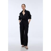 Combinaison pantalon à taille élatsiquée - Noir - 44 - Femme - Monoprix Femme