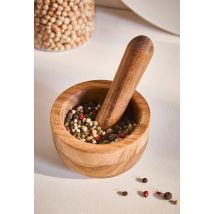 Mortier avec pilon, en bois d'acacia - Beige - Unique - Monoprix