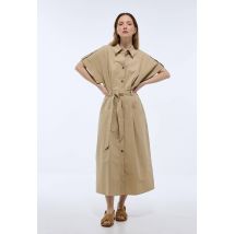 Robe courte cintrée unie en coton bio gots - Beige - XL - Femme - Monoprix