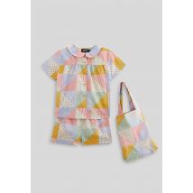 Pyjama chemise short imprimé en gaze de coton bio gots - Beige clair - 5 ans - Enfant Fille - Monoprix