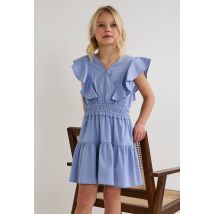 Robe unie en coton bio - Bleu - 14 ans - Enfant Fille - Monoprix