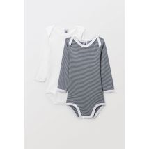 Petit Bateau - Lot de 2 bodies manches longues, petit bateau, en coton bio, certifié oeko-tex - Beige Ecru - 18 mois - Bébé