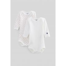 Petit Bateau - Lot de 2 bodies manches longues, petit bateau, en coton bio, certifié oeko-tex - Beige Ecru - 18 mois - Bébé