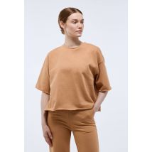 Tee-shirt en molleton léger en coton bio - Orange clair - M - Femme - Monoprix