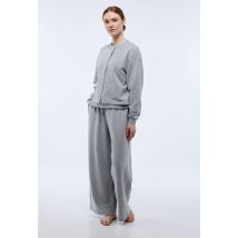 Pantalon uni en molleton doux et léger - Gris - L - Femme - Monoprix