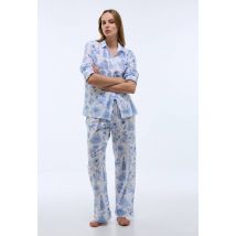 Pyjama à imprimé floral en plumetis de coton bio - Blanc - S - Femme - Monoprix