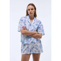 Pyjashort à imprimé floral en plumetis de coton bio - Blanc - XL - Femme - Monoprix