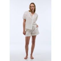 Pyjahort uni en coton dobby bio - Beige Ecru - XL - Femme - Monoprix