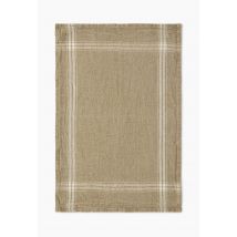 Torchon en lin naturel rayé, 50x70cm, 100% lin - Beige clair - Unique - Monoprix