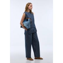 Cabas en denim patchwork - Bleu foncé - Unique - Femme - Monoprix Premium