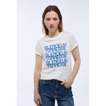 T-shirt à manches courtes à message imprimé en coton bio - Beige Ecru - XL - Femme - Monoprix