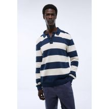 Pull col polo rayé made in france - Bleu foncé - XL - Homme - Monoprix Premium