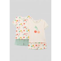 Lot de 2 pyjamas shorts imprimé en jersey coton bio gots - Vert clair - 10 ans - Enfant Fille - Monoprix